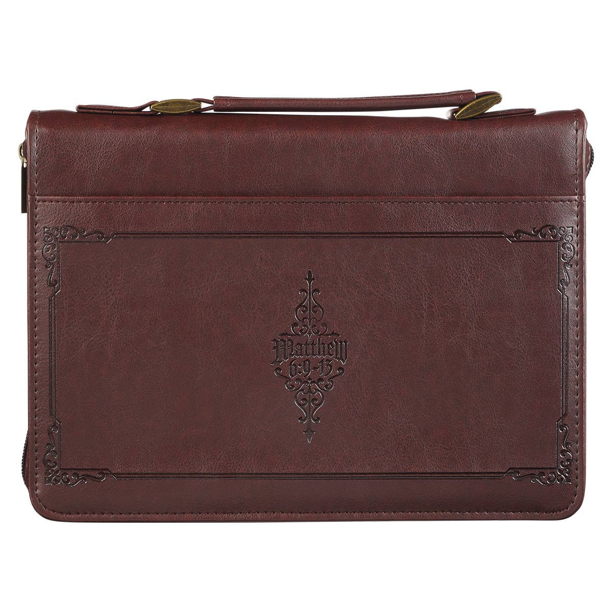 Bible Cover Classic Brown/Burgundy Lord's Prayer Matt 6:9-13: Large